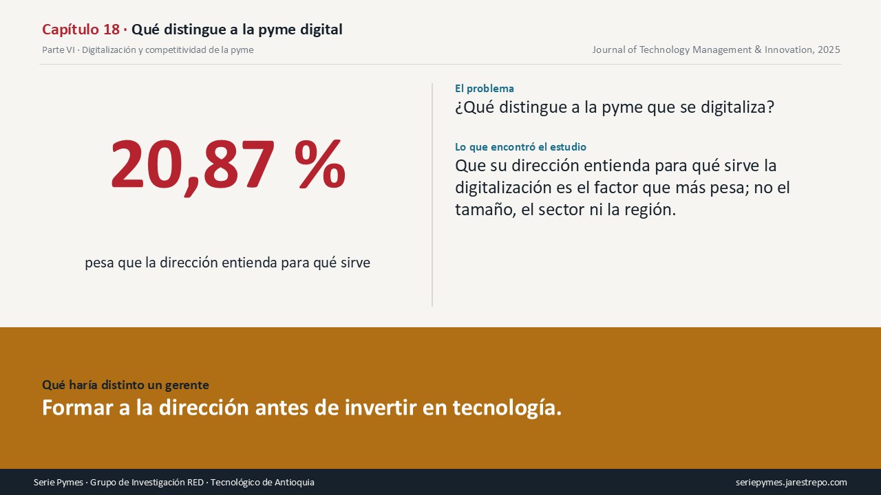 Carátula del Capítulo 18 de la Serie Pymes: ¿Qué distingue a la pyme digital? Que su dirección entienda para qué sirve